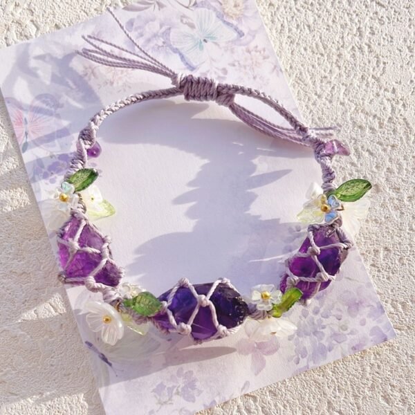 Handmade natural crystal woven bracelet