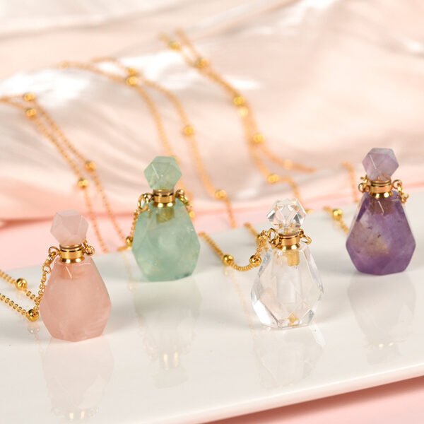 Handmade natural crystal perfume bottle pendant